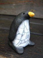 pingvin i raku, keramik